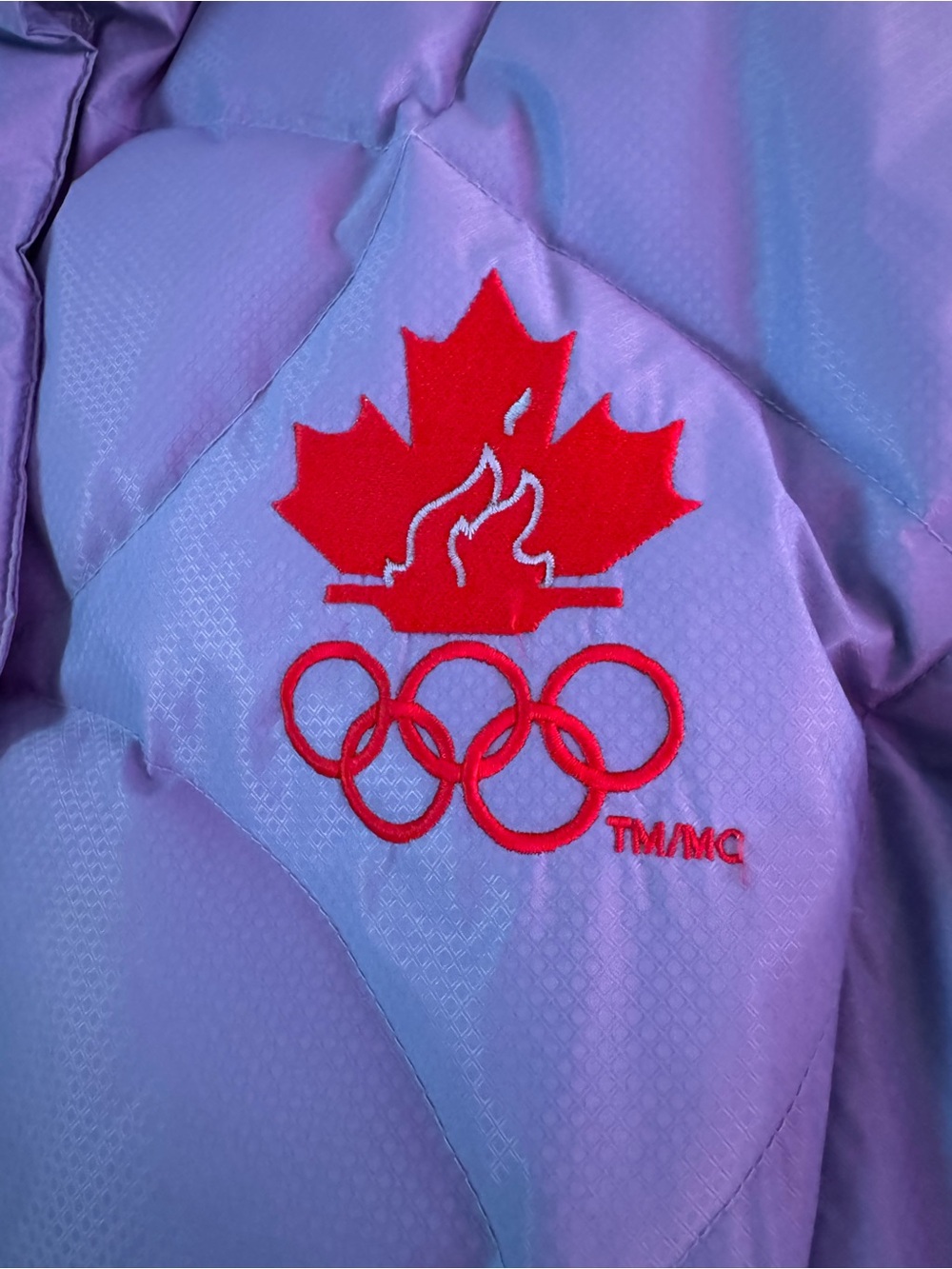 Lavender light Blue Puffer Jacket with Red Olympic embroidered logo - Picture 4 of 12